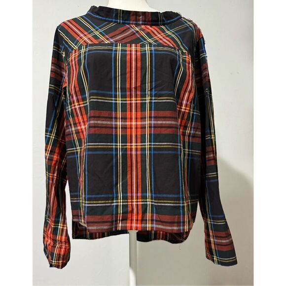 J.Crew Funnelneck shirt in Stewart tartan with jeweled buttons on shoulder stewa - Picture 10 of 12